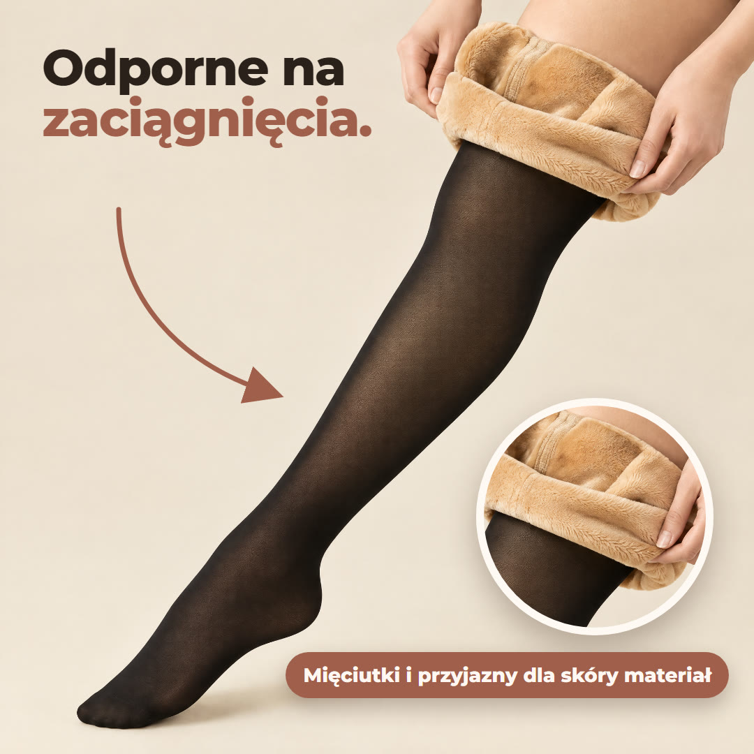 Rajstopy Polaria — czarne z zewnątrz, miękki polar w środku